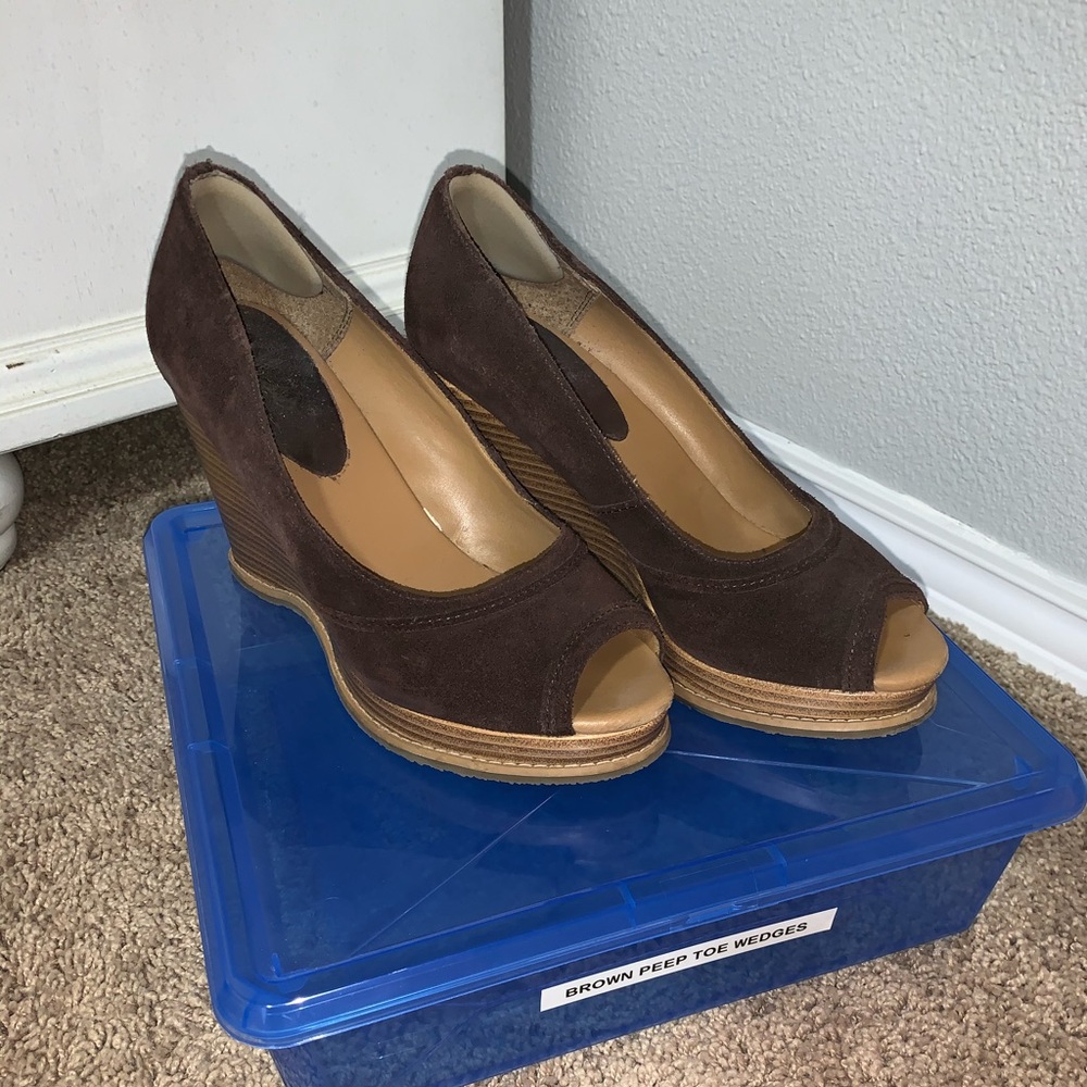 Brown peep toes